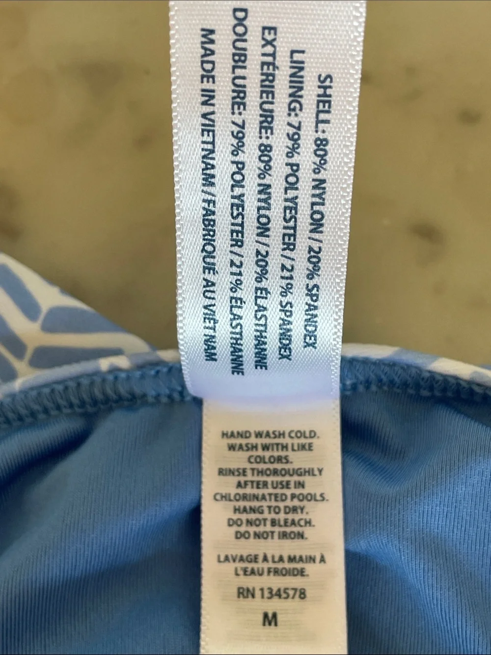 VINEYARD VINES Bayside Blue and White Chevron Ruffle Strap One-Piece Swimsuit M